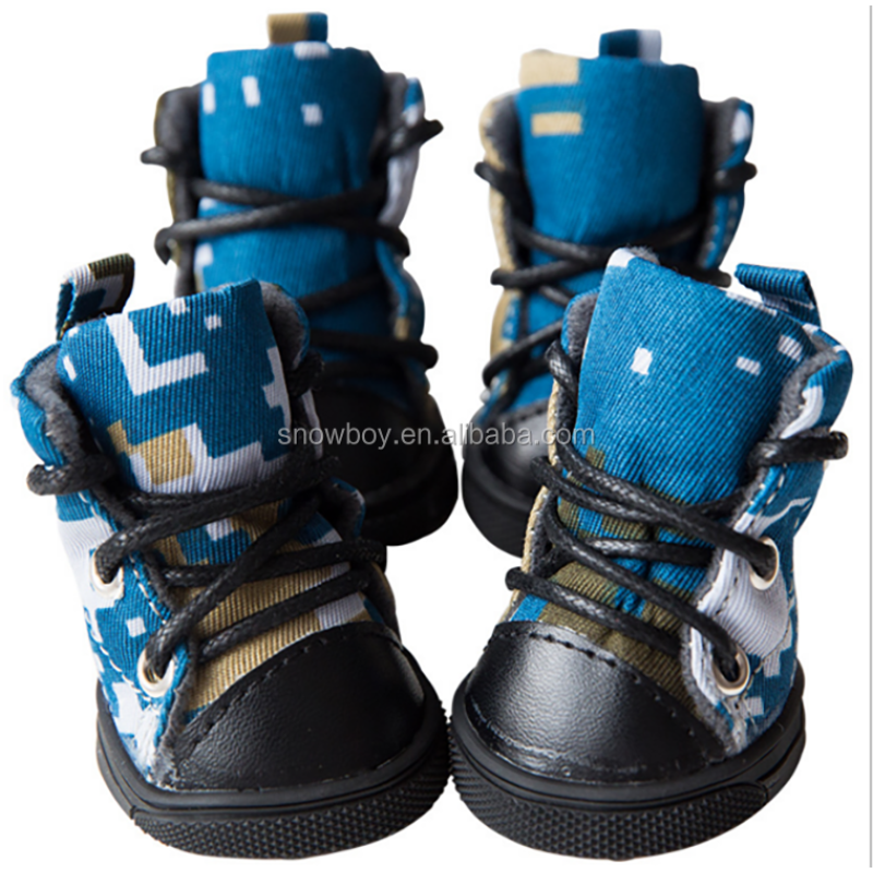 宠物靴厂家-迷彩防滑冬季温暖牛仔鞋小狗用