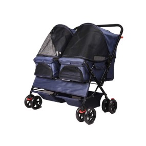 Pet Stroller Manufacturer - Twin Double Foldable 4 Wheel Travel Carrier