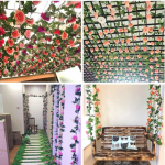 人造玫瑰厂家-墙挂玫瑰藤人造花阳台婚礼用