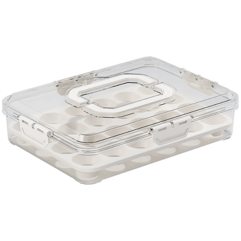 鸡蛋存储盒厂家-便携塑料鸡蛋盒带盖手柄可堆叠分隔