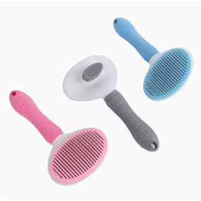 宠物美容刷厂家-自清洁去毛梳带释放按钮掉毛管理