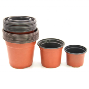 兰花盆厂家-双色白陶育苗塑料兰花种植盆