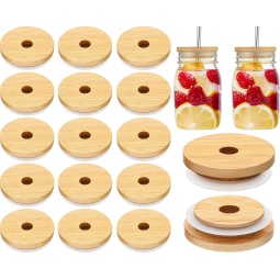 竹制茶杯盖生产商-经典款式吸管孔定制