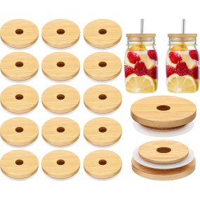 竹制茶杯盖生产商-经典款式吸管孔定制