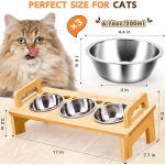 猫食碗套装生产商-3个不锈钢抬高设计