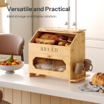 竹制面包盒厂家-双层亚克力门餐具储物