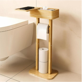 Bamboo Toilet Paper Holder Factory - 4 in 1 Free Standing