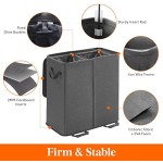 竹制洗衣篮生产商-双可拆卸袋可折叠