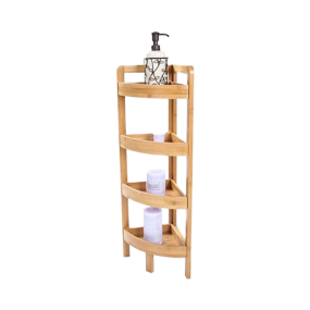 Bamboo Corner Shelf Manufacturer - 4 Tier Cleaning Tools Display