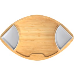 竹制服务托盘厂家-足球形状带蘸料盘