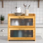 竹制面包盒厂家-双层透明窗自组装