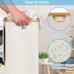 竹制洗衣篮厂家-带轮窄型带盖