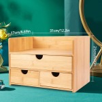 竹制化妆品收纳生产商-3抽屉塑木设计