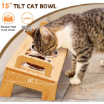 猫食碗套装生产商-3个不锈钢抬高设计