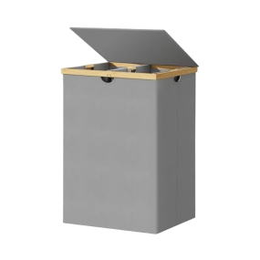 Bamboo Laundry Hamper Factory - Grey 165L Foldable Double