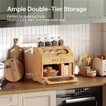 竹制面包盒厂家-双层亚克力门餐具储物