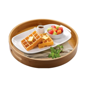 Bamboo Serving Tray Manufacturer - 13.8 Inch Circle Ottoman Tray