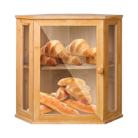 Bamboo Bread Box Factory - Double Layer Clear Window Bin