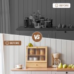 竹制面包盒供应商-天然亚克力门储物容器