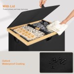 竹制洗衣篮厂家-黑色165升可折叠双篮