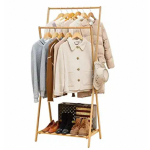 竹制衣架厂家-可折叠儿童外套架