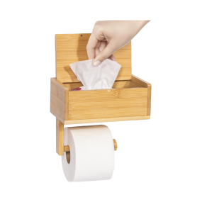 Bamboo Toilet Paper Holder Supplier - Wall Mount Storage Organizer