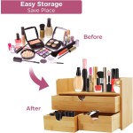 竹制化妆品收纳生产商-3抽屉塑木设计