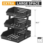 竹制水果架供应商-三层黑色厨房储物