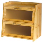 竹制面包盒厂家-双层透明窗自组装