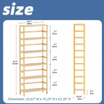 竹制书架厂家-六层可调书柜