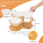 陶瓷猫碗供应商-3套装抬高竹架