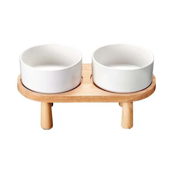 Ceramic Dog Bowls Factory - Elevated Wood Stand 29OZ Capacity