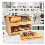 竹制面包盒厂家-双层透明窗盖