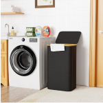 竹制洗衣篮生产商-高衣物篮竹把手