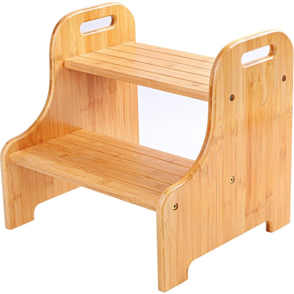 竹制踏步凳生产商-双层带镂空把手定制