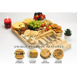 竹制熟食板生产商-抽屉奶酪盘套装