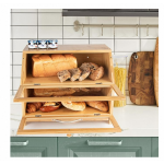 竹制面包盒厂家-双层透明窗盖