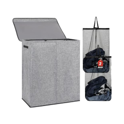 竹制洗衣袋供应商-145升轻便可折叠带盖