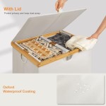 竹制洗衣篮供应商-米色165升可折叠储物架