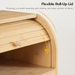 竹制面包盒供应商-双层卷顶大容量