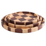 棋盘图案竹制餐盘生产商-可定制家用露营款