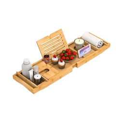 竹制浴缸托盘生产商-可调节多功能