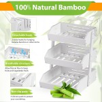 竹制蔬菜篮厂家-三层白色台面收纳