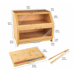 竹制面包盒厂家-双层透明窗盖