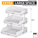 竹制蔬菜篮厂家-三层白色台面收纳