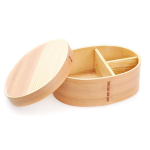 竹制便当盒供应商-带分隔户外用