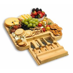 竹制熟食板生产商-抽屉奶酪盘套装