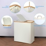 竹制洗衣篮厂家-140升可折叠双篮带盖