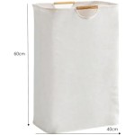 竹制洗衣篮生产商-白色72升木质把手