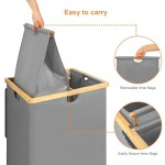 竹制洗衣篮厂家-灰色165升可折叠双篮